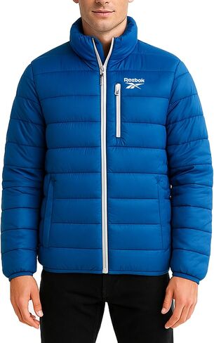Reebok Mens Winter Jacket - Windproof Water Resistant Quilted Winter Coat - Lightweight Insulated Puffer Jacket for Men in Saudi Arabia