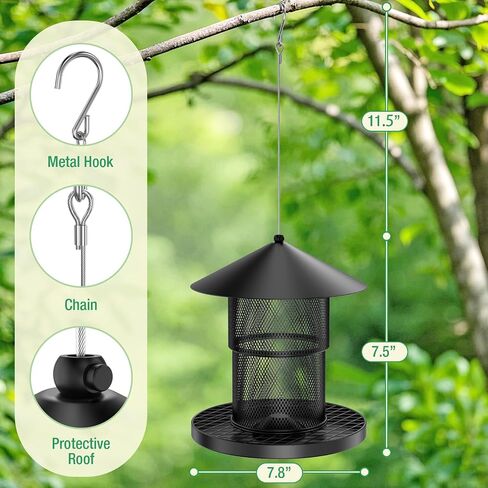 Bird Feeder for Outdoor Hanging, Mess Free Birdfeeder for Outdoor, Squirrel Proof Bird Feeder w/Catch Tray - All-Metal for Outside Hanging to Attracting Birds in Saudi Arabia