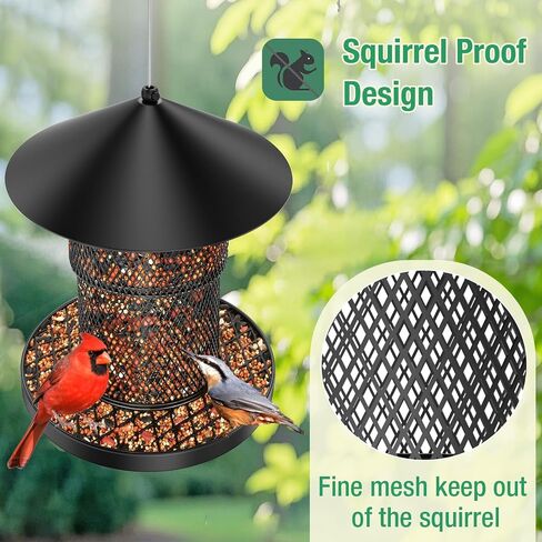 Bird Feeder for Outdoor Hanging, Mess Free Birdfeeder for Outdoor, Squirrel Proof Bird Feeder w/Catch Tray - All-Metal for Outside Hanging to Attracting Birds in Saudi Arabia