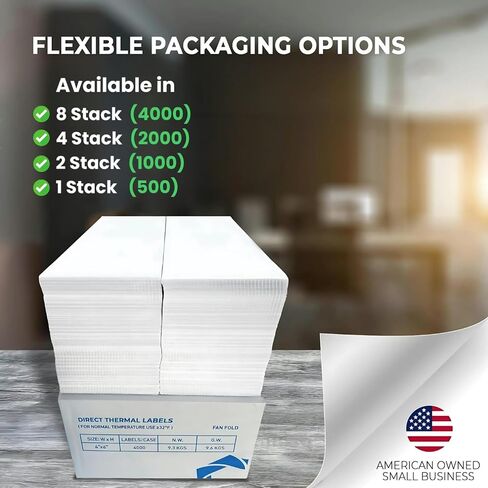 Rockin Rolls Thermal Shipping Labels (Total 2000) - 4 حزم من 500 Fanfold Direct 4x6 Thermal Labels. درجة تجارية سميكة ، مقاوم للماء ، ملصق بريدي للطبخ ، وملصقًا قويًا ، ومواد لاصقة قوية in Saudi Arabia