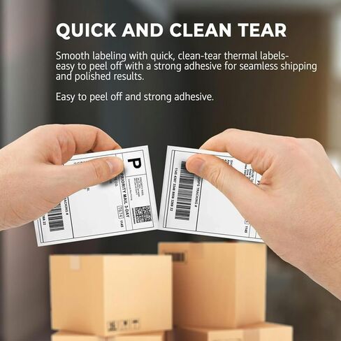 Rockin Rolls Thermal Shipping Labels (Total 2000) - 4 حزم من 500 Fanfold Direct 4x6 Thermal Labels. درجة تجارية سميكة ، مقاوم للماء ، ملصق بريدي للطبخ ، وملصقًا قويًا ، ومواد لاصقة قوية in Saudi Arabia
