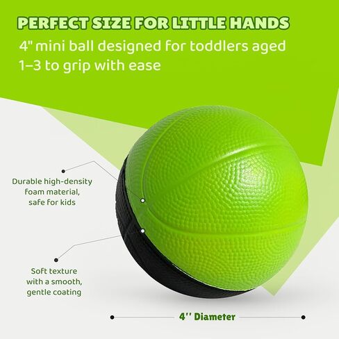 BAMMAX MINI كرة السلة لـ MINI HOOP | مسرحية داخلية أو داخلية وصامتة لـ Nerf Hoop | 4 بوصة للأطفال والأطفال الصغار | لعبة الرغوة الناعمة كرة السلة الداخلية (حزمة 2). in Kuwait