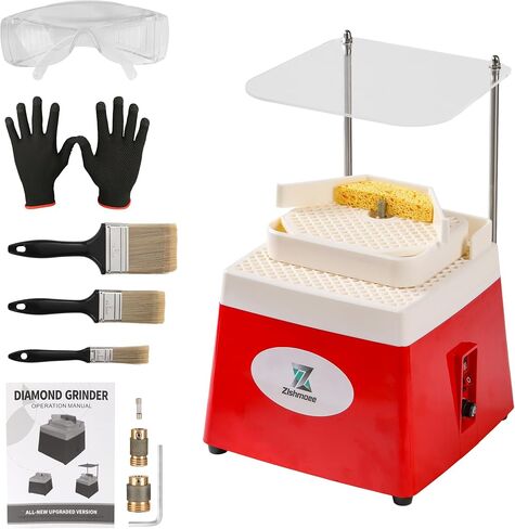 طاحونة زجاجية ملون ، 4200R/دقيقة ، أداة طحن DIY مصغرة ، 110 فولت ， 65W مطحنة زجاجية مع 5/8 " + 1" قابلة للاستبدال قطع الطحن الماس للزجاج والحجر والمعالجة السطحية (أحمر) in Kuwait