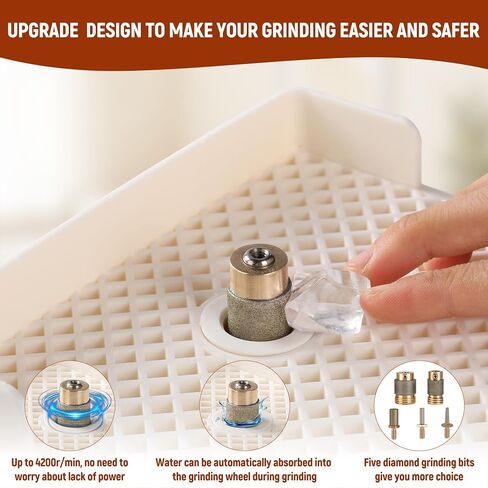 طاحونة زجاجية ملون ، 4200R/دقيقة ، أداة طحن DIY مصغرة ، 110 فولت ， 65W مطحنة زجاجية مع 5/8 " + 1" قابلة للاستبدال قطع الطحن الماس للزجاج والحجر والمعالجة السطحية (أحمر) in Kuwait
