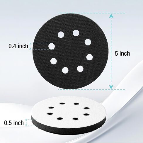 WORKPRO 5 Inch Orbital Sander Interface Pads and Sanding Discs, 3 Foam Buffer Pads & 3 Grit Sandpaper (80/120/240), 8 Hole Hook and Loop Soft Cushion Sponge Backing for Sander in Saudi Arabia