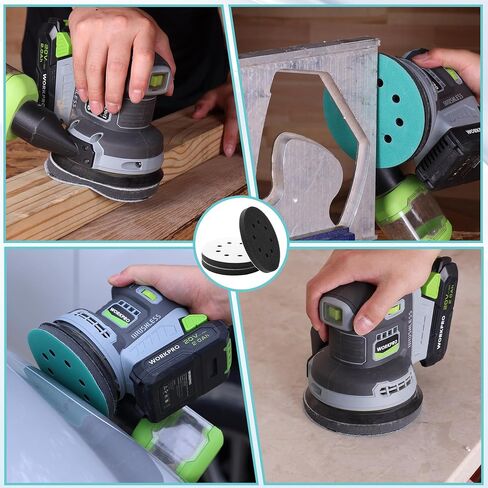 WORKPRO 5 Inch Orbital Sander Interface Pads and Sanding Discs, 3 Foam Buffer Pads & 3 Grit Sandpaper (80/120/240), 8 Hole Hook and Loop Soft Cushion Sponge Backing for Sander in Saudi Arabia