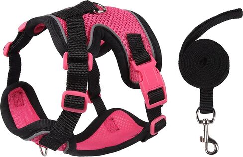 Cat Harness and Leash Set for Walking – Escape-Proof Reflective Vest for Cats and Small Dogs, Adjustable Soft Air Mesh with Pressure-Reducing Design, 4.92ft, XL, Green & Pink in Kuwait
