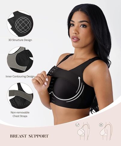 Feelirl Front Front Closure Spoture Bra للنساء بعد الجراحة صدرية ضغط مع شريط دعم الثدي in Saudi Arabia