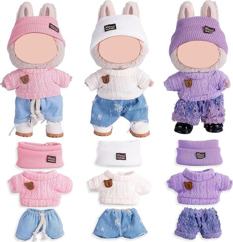 iBayda Total 3 Sets Doll Clothes Accessories for 17cm Dolls Include: 3 Hats, 3 Tops, 3 Rompers, 1 Bag, 1 Glasses and 1 Shoes- Soft & Stylish Costume Accessories (Doll Not Icluded) in Kuwait