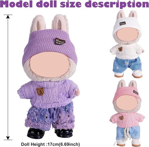 iBayda Total 3 Sets Doll Clothes Accessories for 17cm Dolls Include: 3 Hats, 3 Tops, 3 Rompers, 1 Bag, 1 Glasses and 1 Shoes- Soft & Stylish Costume Accessories (Doll Not Icluded) in Kuwait