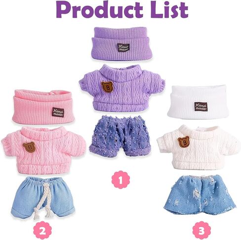 iBayda Total 3 Sets Doll Clothes Accessories for 17cm Dolls Include: 3 Hats, 3 Tops, 3 Rompers, 1 Bag, 1 Glasses and 1 Shoes- Soft & Stylish Costume Accessories (Doll Not Icluded) in Kuwait