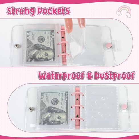 Mini Money Saving Binder with 25 Envelopes, $1000 Savings Challenge Book, Portable for Budgeting Cash Planner,School Class Prize Gift (Pink, $1000) in Kuwait