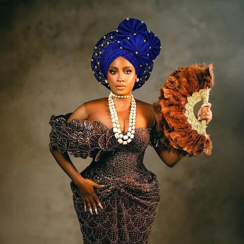 Auto Gele African Head Tie of Nigeria Aso Oke Headwraps Hat Tortban Party Wedding Handmade Handmant Wear Cap للنساء in Kuwait