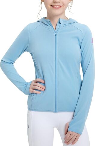 FITST4 Sports Girls Fleece Horse Riding قمصان كاملة Zip Up Long Sleeve Kids Fearsistrian Jackets W Thumbholes Sweatshirts Warm in Saudi Arabia