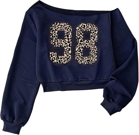 Soly Hux Girl's Y2K Jersey Sweatshirt رقم رسومي طباعة من الكتف طويل الأكمام قمم السحب غير الرسمية in Saudi Arabia