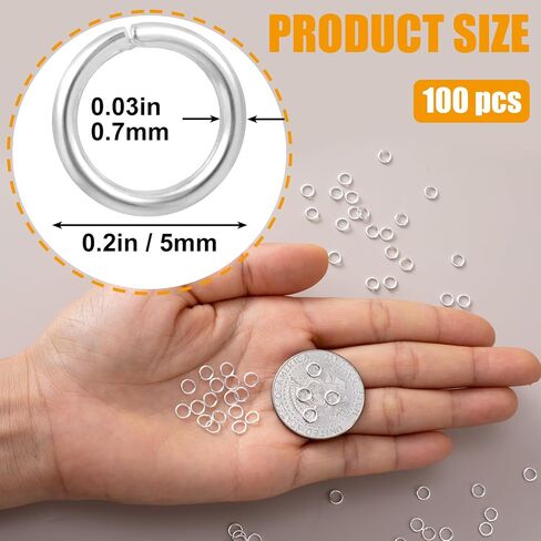 100pcs 18K Gold Filled Jump Rings, Open Jewelry Jump Rings, 5mm Gold Charms for Women Key Chains Necklace Bracelet Pendant Earrings Jewelry Making in Kuwait