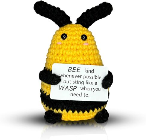 Beacle Buddies Bee -Live Buddy - حيوانات كروشيه إيجابية تعهد الدعم العاطفي الدعم الكروشيه دمى الديكور الكروشيه الكروشيه الكروشيه النحل الإيجابي الدعم العاطفي تخفيف الإجهاد in Kuwait