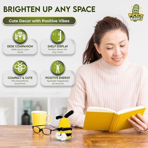 Beacle Buddies Bee -Live Buddy - حيوانات كروشيه إيجابية تعهد الدعم العاطفي الدعم الكروشيه دمى الديكور الكروشيه الكروشيه الكروشيه النحل الإيجابي الدعم العاطفي تخفيف الإجهاد in Kuwait