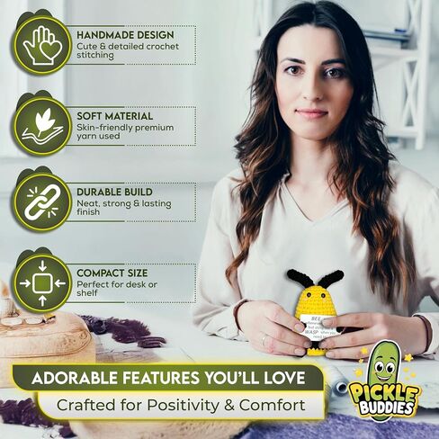 Beacle Buddies Bee -Live Buddy - حيوانات كروشيه إيجابية تعهد الدعم العاطفي الدعم الكروشيه دمى الديكور الكروشيه الكروشيه الكروشيه النحل الإيجابي الدعم العاطفي تخفيف الإجهاد in Kuwait