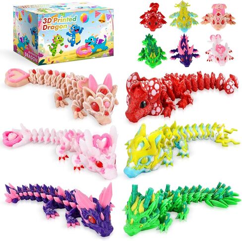 3pcs 12in 3D Dragon Crystal Dragon ، Dragon مرن ثلاثي الأبعاد مرن ، ألعاب المكتب التنفيذي للمكتب المنزلي ، ألعاب تململ التوحد/ADHD (Rainbow Red Gold Green) in Kuwait