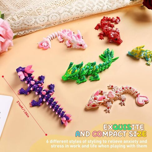 3pcs 12in 3D Dragon Crystal Dragon ، Dragon مرن ثلاثي الأبعاد مرن ، ألعاب المكتب التنفيذي للمكتب المنزلي ، ألعاب تململ التوحد/ADHD (Rainbow Red Gold Green) in Kuwait
