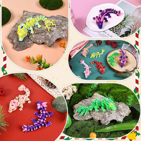 3pcs 12in 3D Dragon Crystal Dragon ، Dragon مرن ثلاثي الأبعاد مرن ، ألعاب المكتب التنفيذي للمكتب المنزلي ، ألعاب تململ التوحد/ADHD (Rainbow Red Gold Green) in Kuwait