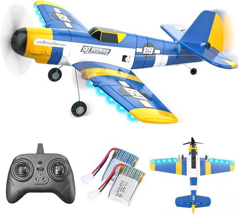 BEZGAR HQ089 RC Plane, Drones for Kids, 6-axis Gyro Remote Control Airplane, RC Helicopter, Easy Control for Beginners Toys with Colorful LED Navigation Lights(Green) in Kuwait