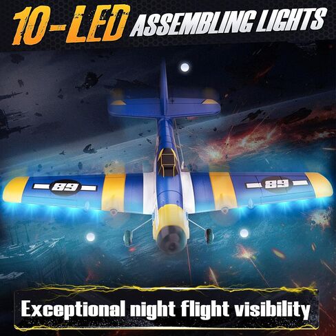 BEZGAR HQ089 RC Plane, Drones for Kids, 6-axis Gyro Remote Control Airplane, RC Helicopter, Easy Control for Beginners Toys with Colorful LED Navigation Lights(Green) in Kuwait