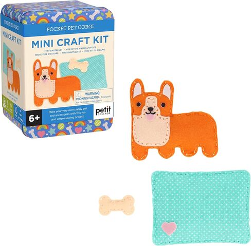 Petit Collage: Mini Craft Kit: Pocket Pet Hitten - طقم خياطة محفوظ مع قطع مسبقة ، خيط ، حشو ، إبرة آمنة وتصنيع - لعبة دقيقة خالية من الشاشة للأعمار 6+ in Saudi Arabia