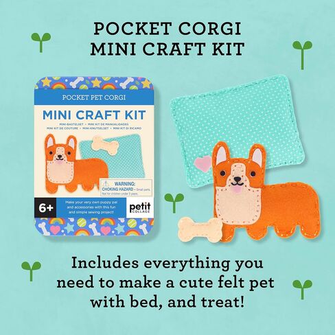 Petit Collage: Mini Craft Kit: Pocket Pet Hitten - طقم خياطة محفوظ مع قطع مسبقة ، خيط ، حشو ، إبرة آمنة وتصنيع - لعبة دقيقة خالية من الشاشة للأعمار 6+ in Saudi Arabia