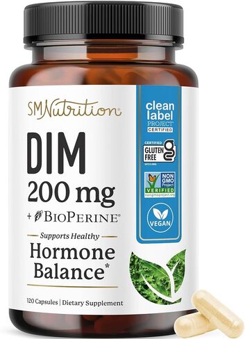 SMNutrition DIM Supplement 200 mg (120 Ct) | Estrogen Balance for Women & Men | Non-GMO, Vegan, Soy Free | 4 Month Supply in Saudi Arabia
