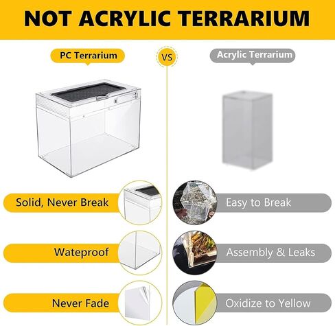 Reptile Terrarium Tank for Traveling, Amphibians Enclosure Starter Kits, Top Sliding Screen Ventilation Habitat Cages, Outdoor Chameleon Lizard Carrier Box with Tweezer, Bowl for Spider, Gecko, Frog in Saudi Arabia