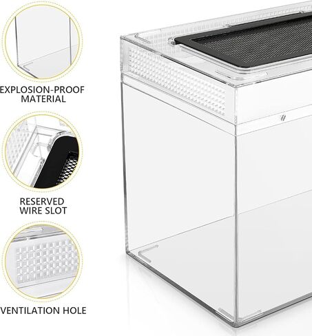 Reptile Terrarium Tank for Traveling, Amphibians Enclosure Starter Kits, Top Sliding Screen Ventilation Habitat Cages, Outdoor Chameleon Lizard Carrier Box with Tweezer, Bowl for Spider, Gecko, Frog in Saudi Arabia