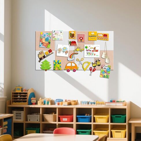 Tsjoffice Barge Cork Board لجدار - 48 "× 36" لوحة نشرة مع 50 بواسين لديكور المكتب ، لوحة دبوس 12 حزمة بلاط الجدران مع علامات تبويب آمنة قابلة للإزالة ، Corkboard للمكتب المنزلي - أسود - أسود in Kuwait