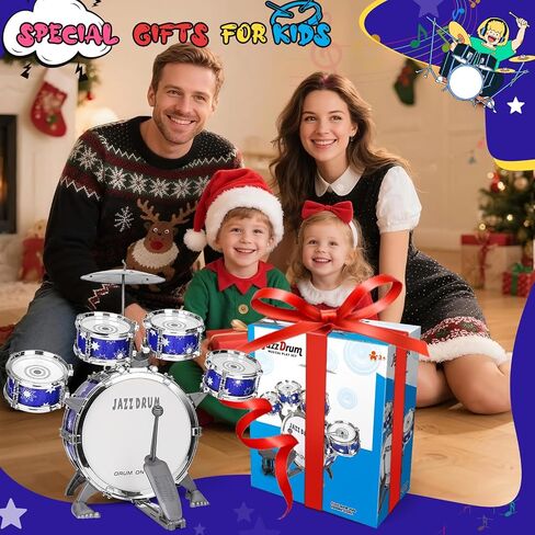 مجموعة طبل مطورة لطفلة Toddler Toy Ages 2-4 Kids Jazz Drums Kit مع ألعاب الآلات الموسيقية للبراز لمدة 3 4 4 سنوات فتيات الأولاد هدايا in Kuwait