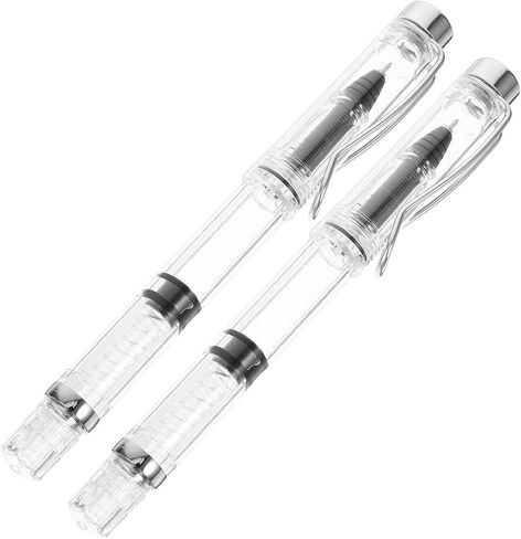 2pcs Piston Filling Ink Pen for Students Smooth Writing Gel Pen Transparent Design and Portable for Artists and Daily Use in Saudi Arabia