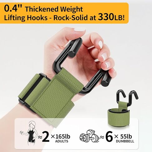 GPANDAG Weight Lifting Hooks for Men and Women(Pair), 330 LB Heavy Duty Gym Lifting Wrist Strap Hook for Deadlifts, Pull-Ups, Strength Training, 0.4inch Grip Weightlifting Hooks for Teen in Saudi Arabia