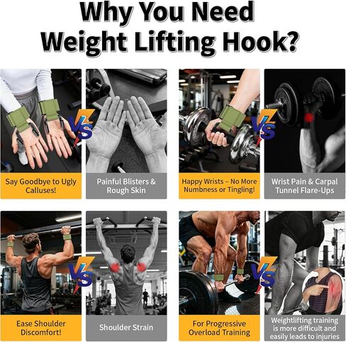 GPANDAG Weight Lifting Hooks for Men and Women(Pair), 330 LB Heavy Duty Gym Lifting Wrist Strap Hook for Deadlifts, Pull-Ups, Strength Training, 0.4inch Grip Weightlifting Hooks for Teen in Saudi Arabia