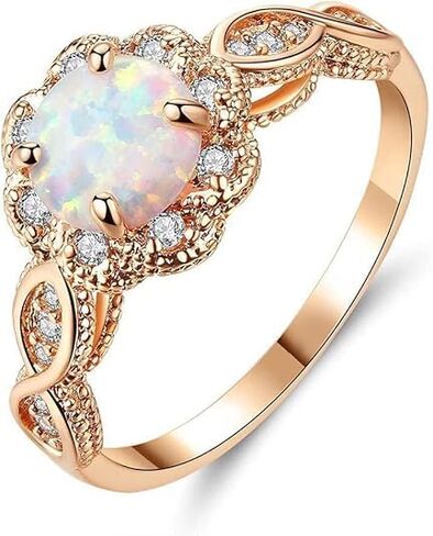 Diya Yellow Gold Plated Opal For Women 925 Sterling Silver Opal Band Band مع Moissanite Diamond و Infinity Design Perfect for Engagement For Wife Valentine's Day أو Gedding Gift in Saudi Arabia