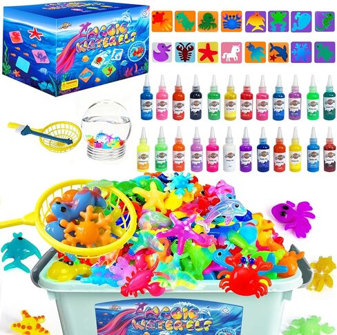 طقم لعبة Blissofun Magic Water Elf Toy ، Aqua Fairy Water Gel Kit With 24 Magic Gels ، 16 Sea Creature Molds Arts & Crafts DIY STEM للأطفال الذين تتراوح أعمارهم in Saudi Arabia