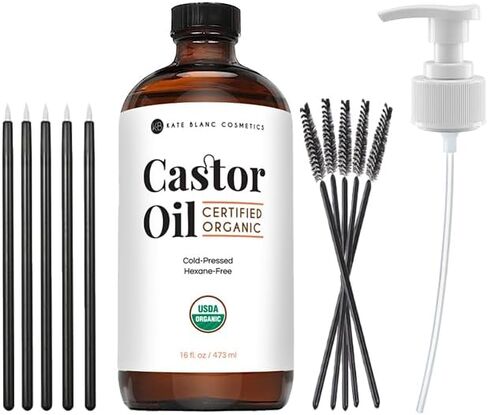Kate Blanc Cosmetics Oil Castor Oil Oil Organic للشعر والرموش والوجه (2 أوقية) ، 100 ٪ نقي ، مضغوط بارد ، خالية من الهكسان. مصل الرموش للعموم والحواجب in Kuwait