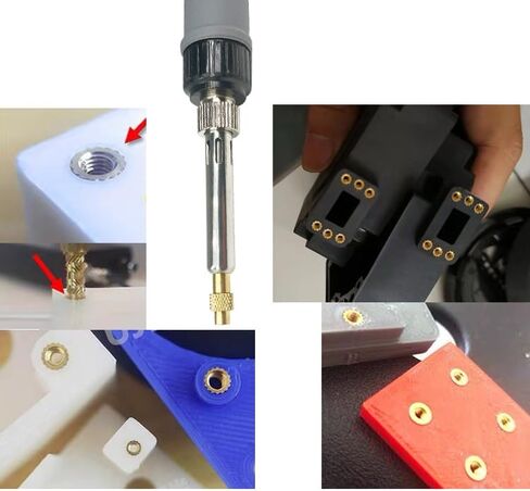 Heat Set Insert tip Tool Vertical Heat Pressing Machine Heat Brass Inserts 3D Printing Thread Knurled Nut M2 M2.5 M3 M4 M5 M6 (Heat Set Insert+360Brass Nuts) in Saudi Arabia