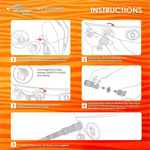 SWIFTFLUSHER Outboard Quick Connect Flush Kit for suzuki outboard engines， Flush Port Quick Connect for suzuki motors，Outboard Flush Kit，Outboard Engine Motor Flushers,Outboard Engine Flush Adapter in Saudi Arabia