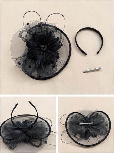 Fascinators Hat Tea Party Vintage Feather Fascinator مع عقال ومقطع للفتيات والنساء in Saudi Arabia
