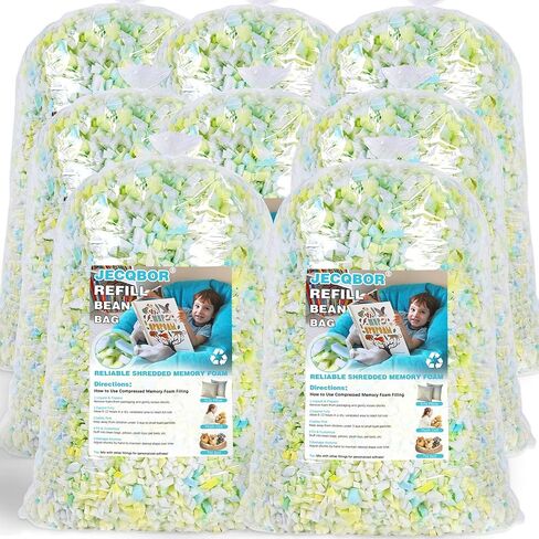 5lbs Shredded Memory Foam Filling with Premium Polyester Fiber Fill for Bean Bag Filler, Pillow Stuffing, Dog Bed, Soft Refill Refluff Foam Filler for Cushions, Pillows, Arts Crafts, Stuffed Animals in Kuwait
