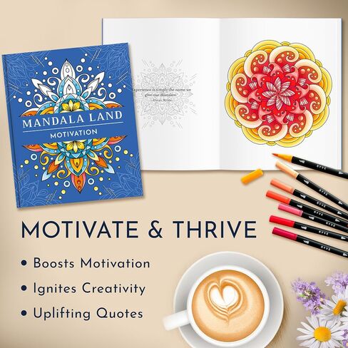 كتاب تلوين Ryve Mandala للبالغين - 50 تصميمًا فريدًا ، حدود دوامة ، تخفيف الإجهاد والاسترخاء ، العلاج الفني | ورقة لا حديد | صفحات سهلة التعب لتأطير in Kuwait