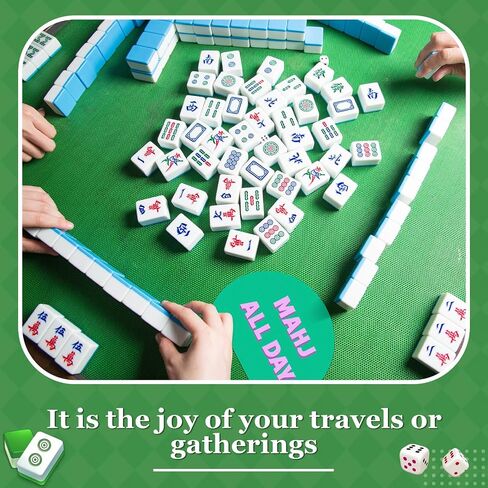Soulchen 4 PCS Mahjong Tile Mixer Shufflers لخلط وخلط البلاط البلاستيكي الهدايا Mahjong Associory لألعاب العشاق حافة وتصميم مطبوع (الأزرق والأخضر) in Kuwait
