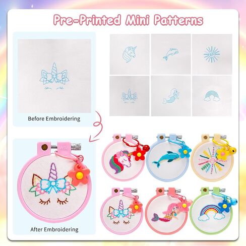 PllieAy 8pcs Christmas Cross Stitch Kit for Kids ، وتشمل 8pcs أنماط عيد الميلاد ، وأطواق 2pcs و 14 من الأسلوب الملون ، ومجموعات غرزة متعة وسهلة للمبتدئين ، مثالية للحرف اليدوية والديكور عيد الميلاد in Kuwait