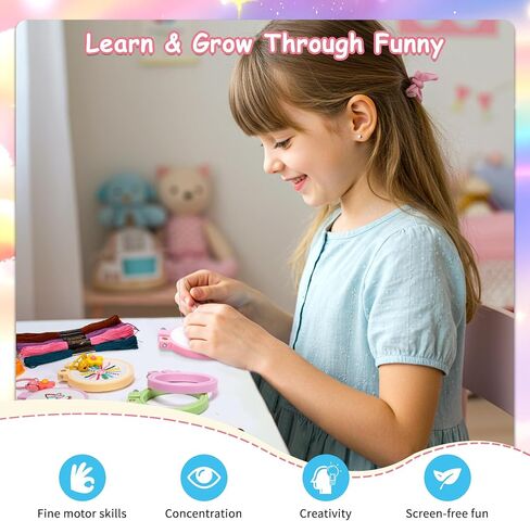PllieAy 8pcs Christmas Cross Stitch Kit for Kids ، وتشمل 8pcs أنماط عيد الميلاد ، وأطواق 2pcs و 14 من الأسلوب الملون ، ومجموعات غرزة متعة وسهلة للمبتدئين ، مثالية للحرف اليدوية والديكور عيد الميلاد in Kuwait
