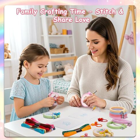 PllieAy 8pcs Christmas Cross Stitch Kit for Kids ، وتشمل 8pcs أنماط عيد الميلاد ، وأطواق 2pcs و 14 من الأسلوب الملون ، ومجموعات غرزة متعة وسهلة للمبتدئين ، مثالية للحرف اليدوية والديكور عيد الميلاد in Kuwait